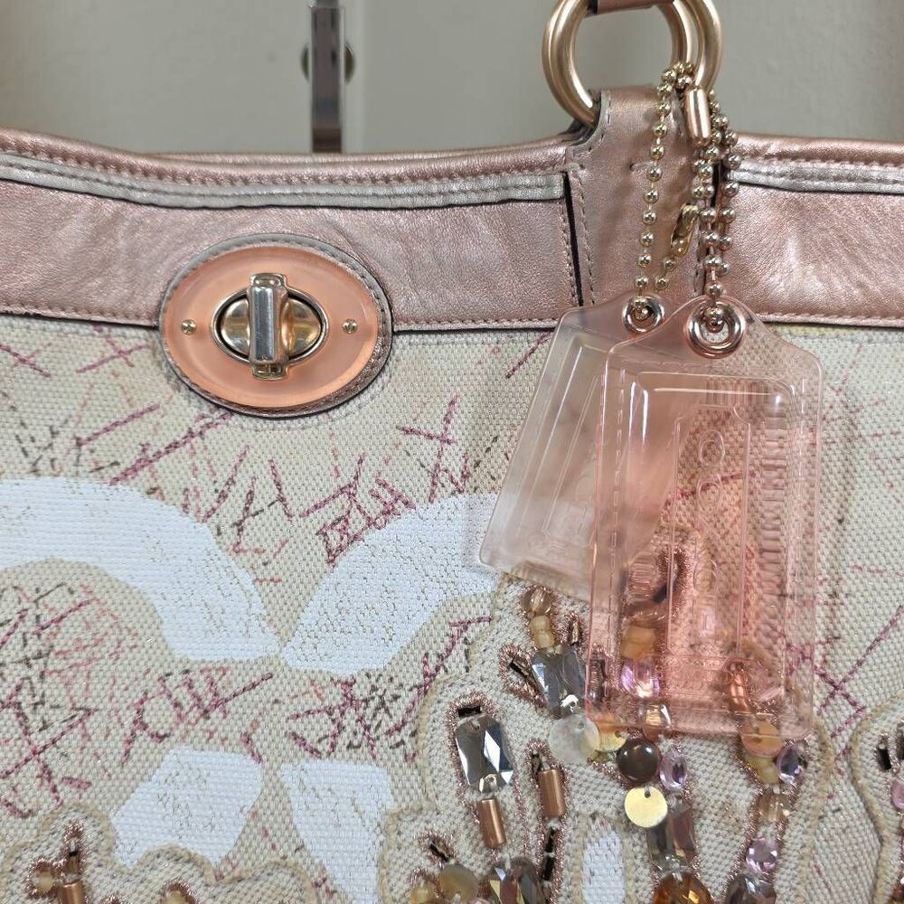 Coach Audrey "Leigh" Slim Tote – Coral Canvas - Picture 4 of 15